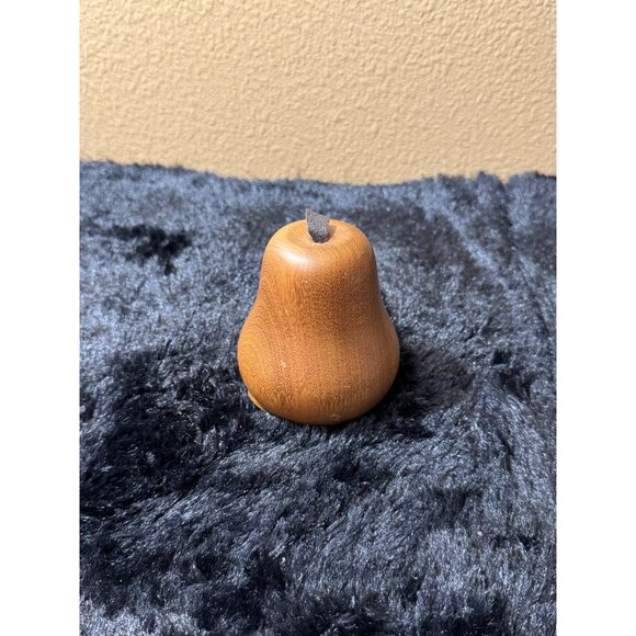 Vintage Handcrafted Oregon Myrtlewood Pear Figurine With Leather Stem - Picture 2 of 6